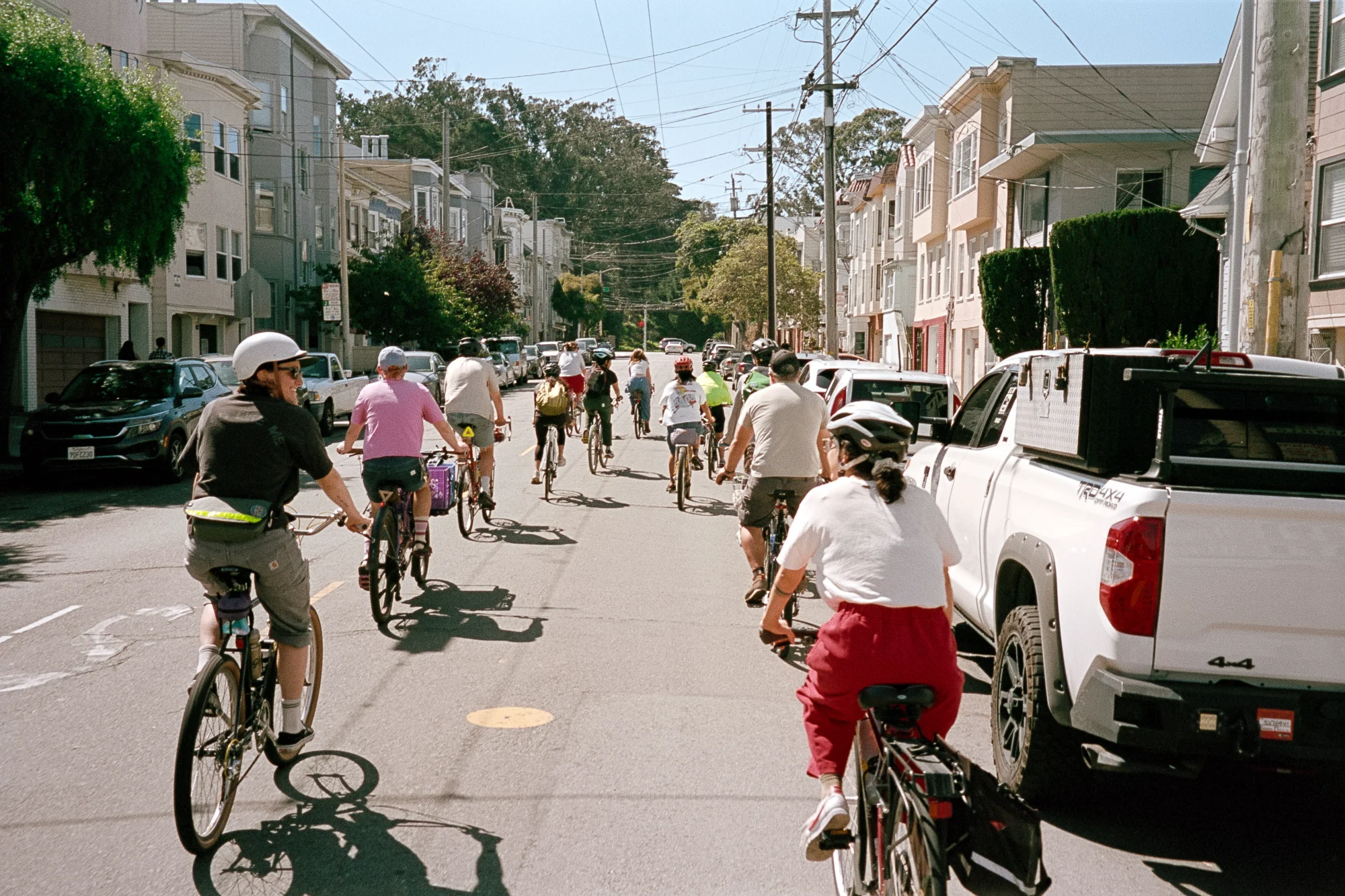 Group bike ride on street